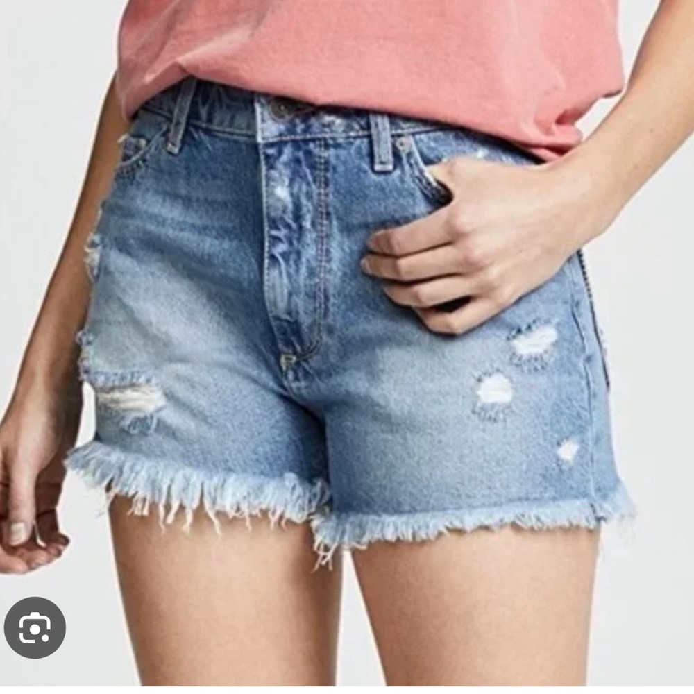 Paige Distressed Road Trip Denim Shorts